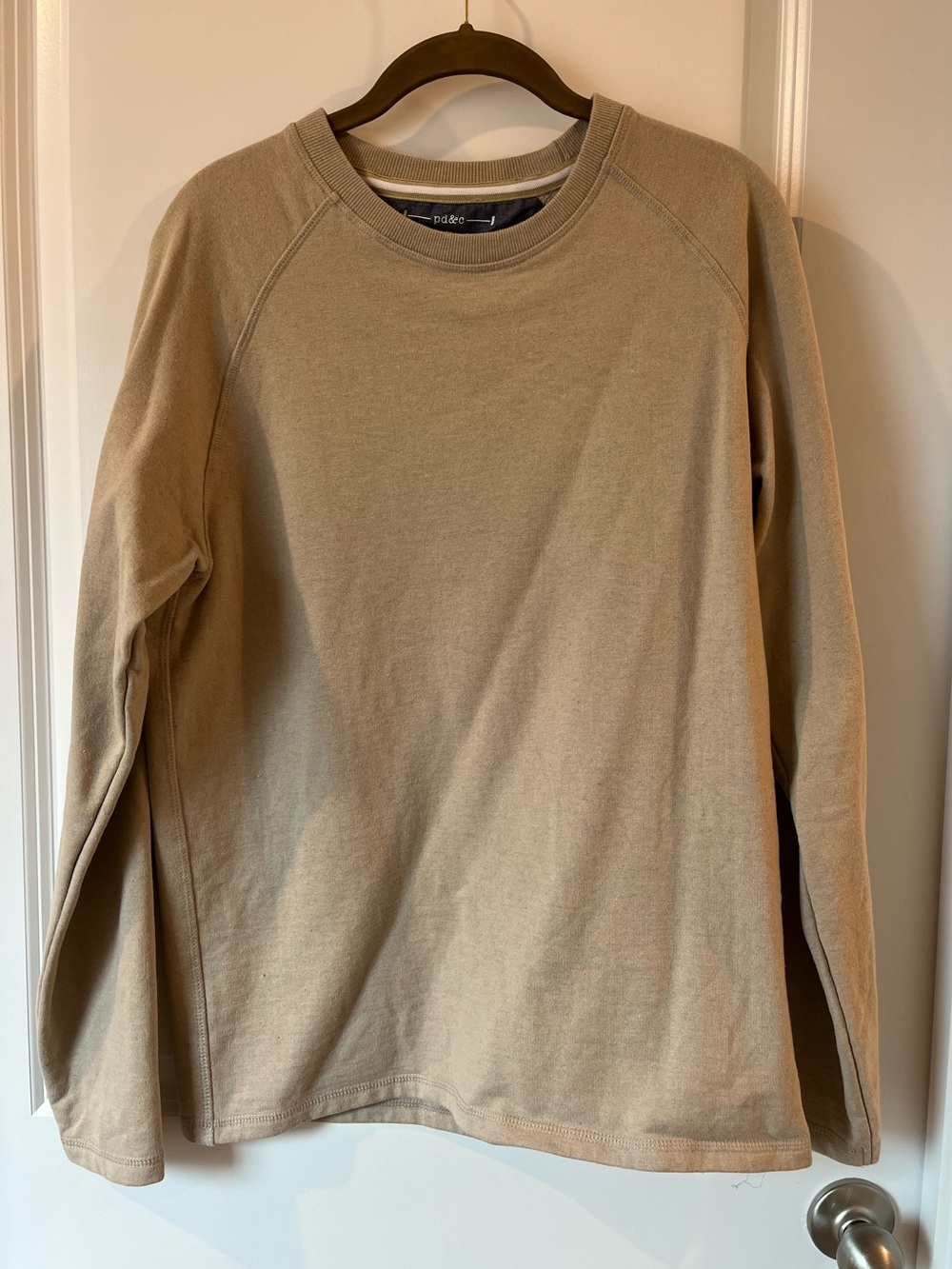 Pd&c Mens Medium Tan Beige Longsleeve Crewneck Sweater